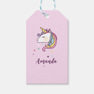 Para Presente Etiqueta GIFT Unicorn com nome