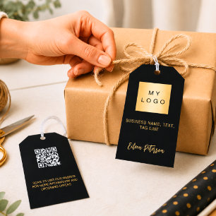 Para Presente Etiqueta pendente com código QR do logotipo da emp