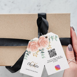 Para Presente etiqueta QR Instagram do negócio do monograma rosa