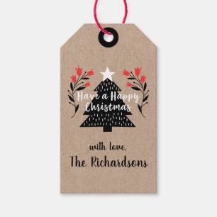 Para Presente Etiqueta Rustic Kraft Christmas Tree Gift