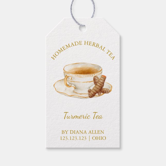 Para Presente Etiqueta Simples Turmeric Tea Hang (Frente)