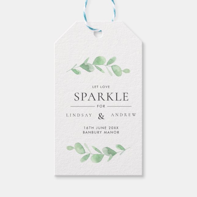Para Presente Etiqueta Sparkler de Casamento Eucalyptus Bough (Frente)
