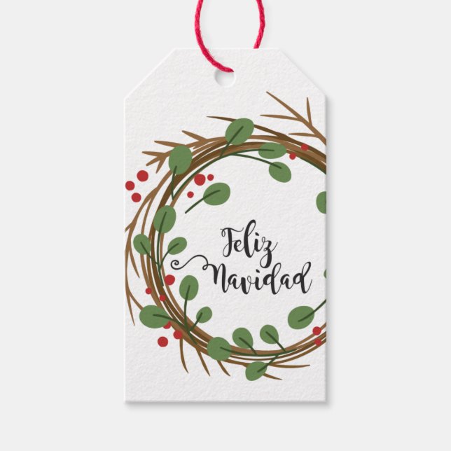 Para Presente Etiqueta Tarjeta Corona Feliz Navidad (Frente)
