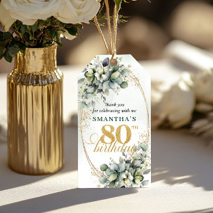 Para Presente Etiqueta Verde e Dourada de Aniversário de 80 anos