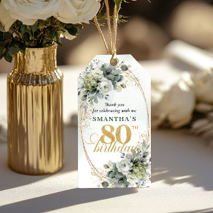 Para Presente Etiqueta Verde Empoeirada de Aniversário de 80 Ano