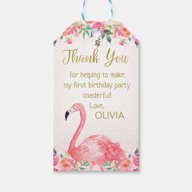 Para Presente Favor de Flamingo Rosa Obrigado Etiqueta (Frente)