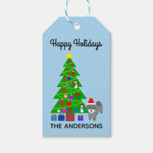 Para Presente Feliz Natal Feriados Cinza Poodle Nº 5 Etiqueta de