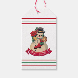 Para Presente Feliz Natal - Vintage Snowman - Etiqueta de Presen