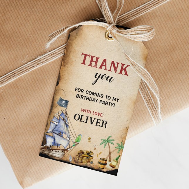 Para Presente Festa de aniversário Pirata Obrigado Etiqueta (Criador carregado)