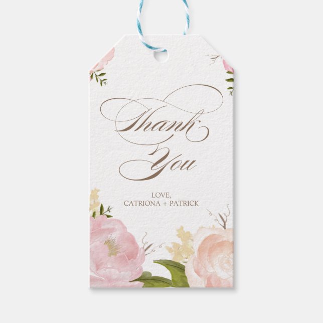 Para Presente Flores Românticas De Aquarela Agradeço A Etiqueta  (Frente)