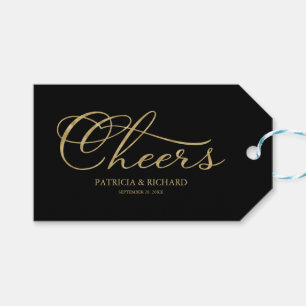 Para Presente Folha de Ouro Preto Elegante Cheers Vinho Etiqueta