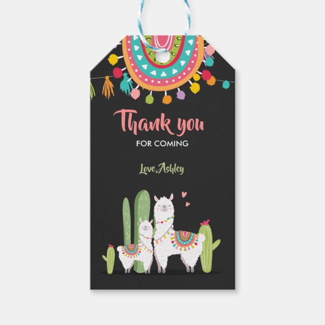 Para Presente Llama obrigado você etiqueta Fiesta Cactus Alpaca  (Frente)
