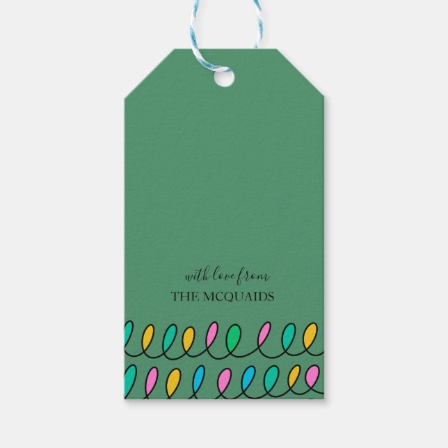 Para Presente Luzes de Natal Festivas - Etiqueta verde-presente (Frente)