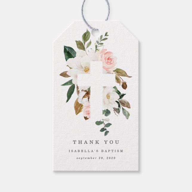 Para Presente Magnolia Baptism Obrigado Etiqueta (Frente)