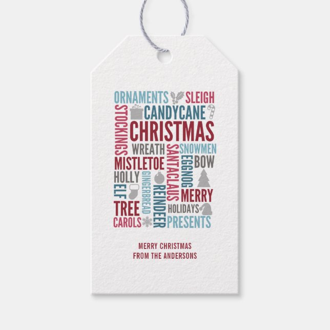 Para Presente Palavras de Natal Etiqueta de presentes de Natal (Frente)