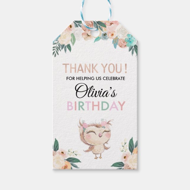 Para Presente Paquy Owl Aniversário - Etiqueta (Frente)