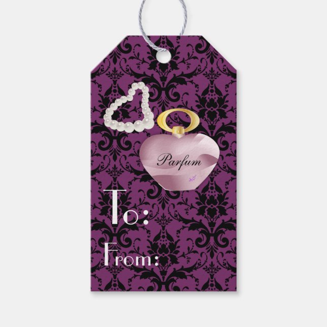 Para Presente Parfum & Pearls Roxo & Preto - Etiqueta de present (Frente)