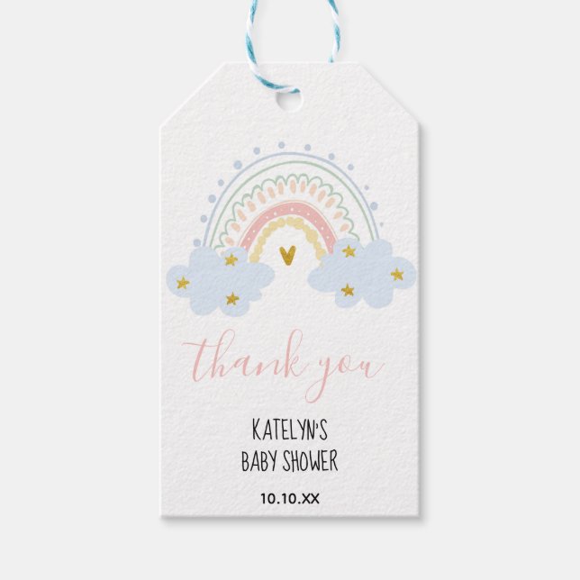Para Presente Pastel Rainbow Obrigado Etiqueta (Frente)