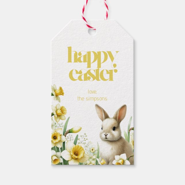 Para Presente Personalizado Bunny Daffodil Favorece a Etiqueta d (Frente)