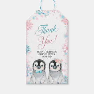 Para Presente Pinguim Inverno Sexo Revelação Obrigado Etiqueta