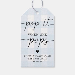 Para Presente Pop De Gingham Azul Quando Ela Pop A Etiqueta Favo