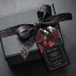 Para Presente Preto-escuro Florais Vermelhos Pretos com Etiqueta