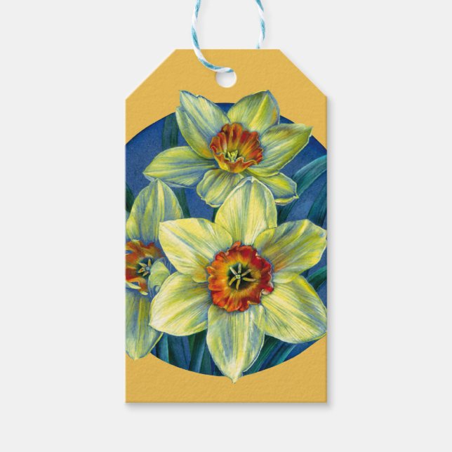 Para Presente Primavera daffodil belart pintando etiqueta amarel (Frente)