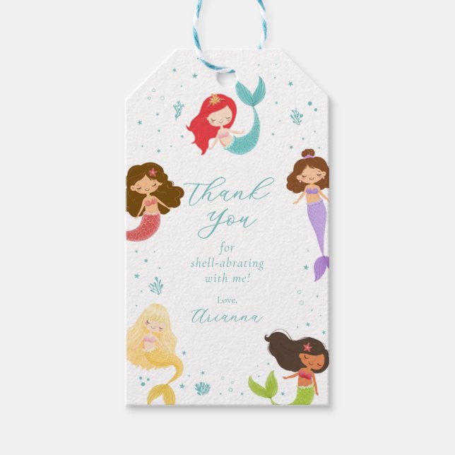 Para Presente Rainbow Mermaid Party Favor da Etiqueta de present (Frente)