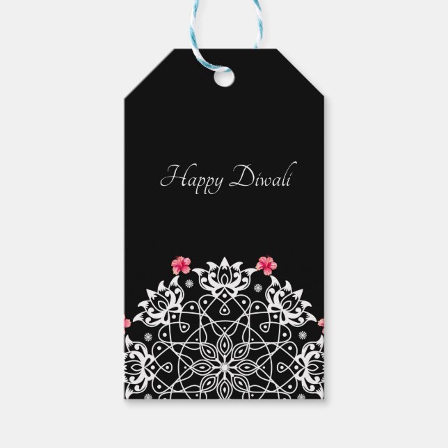 Para Presente Rangoli branco personalizável com etiqueta de pres (Frente)