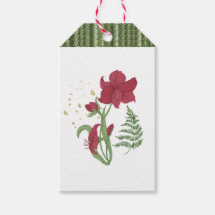 Para Presente Red Amaryllis Shades de Fir Greens - Etiqueta do P