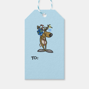 Para Presente Reindeer com a etiqueta do Dreidel Chrismukkah Gif