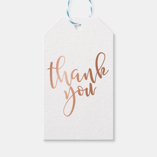 Para Presente Rosa Gold Foil , obrigado você etiqueta (Frente)