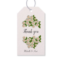 Rosas brancas personalizadas Obrigado Etiqueta do