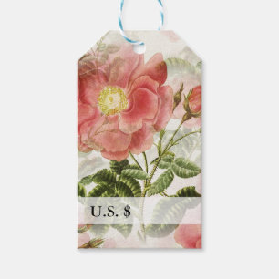 Para Presente Rosas de cor d'água e etiqueta de preço das folh