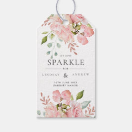 Para Presente Rosas Rosa bonito e Etiqueta de Glitter Sparkler
