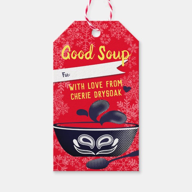 Para Presente Sopa caseira de Natal uma receita de etiqueta de p (Frente)