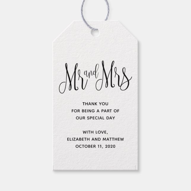 Para Presente Sr. e Sra. etiqueta de presente. Obrigado de casam (Frente)