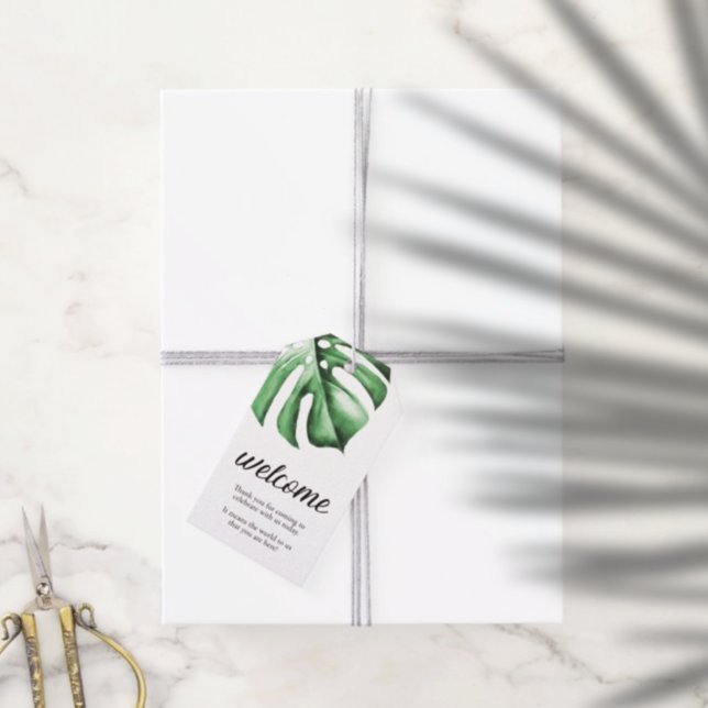 Para Presente Tropical Palm Greenery Bem-vindo/Obrigado Etiqueta (Criador carregado)