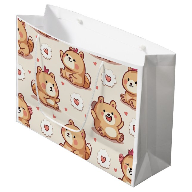 Para Presentes Grande sacola de compras de urso (Frente inclinada)