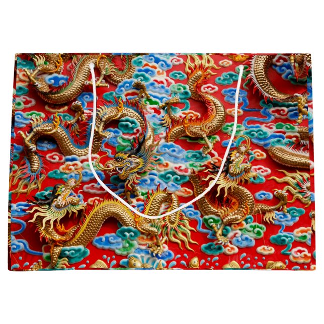 Para Presentes Grande sacola de presente do templo dragões (Frente)