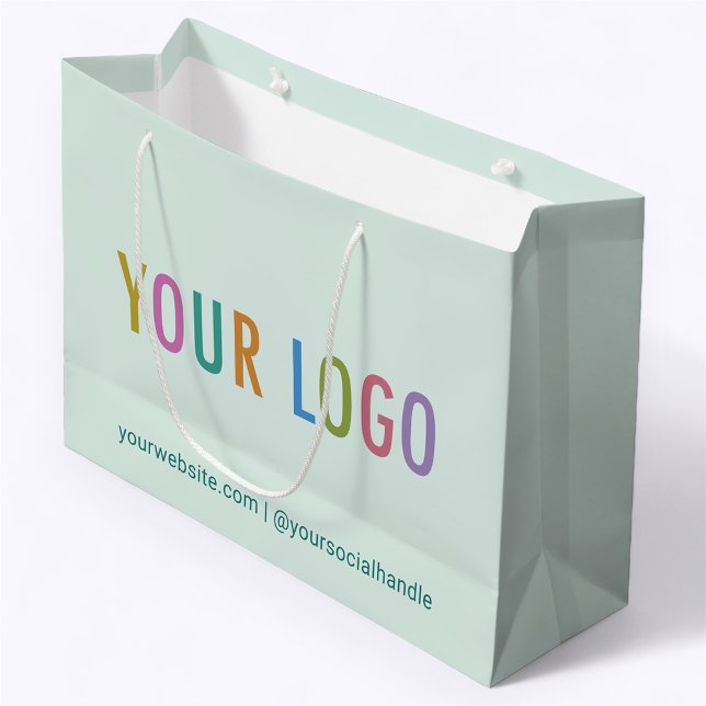 Para Presentes Grande Sacola de Presente Empresarial Verde Claro com Log (MISOOK 12.5 x 4 x 9 inch Mint Green Gift Bag with Logo)