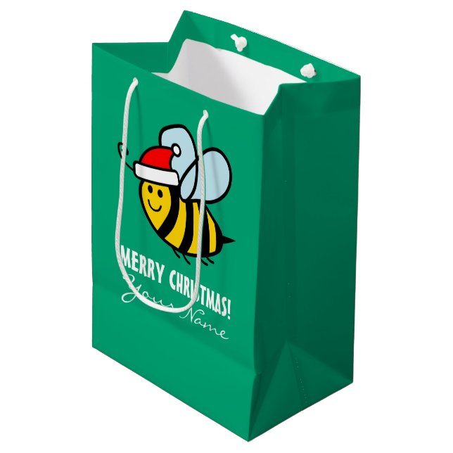 Para Presentes Média design de sacola de presente de Natal com abelha m (Frente inclinada)