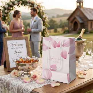 Para Presentes Média Elegante Sacola de Presente Pétala Rosa Personaliz
