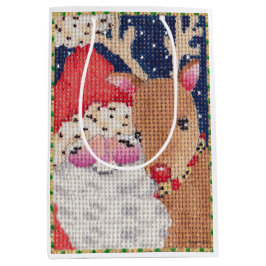 Para Presentes Média Papais noeis e sacola Rudolf Gift