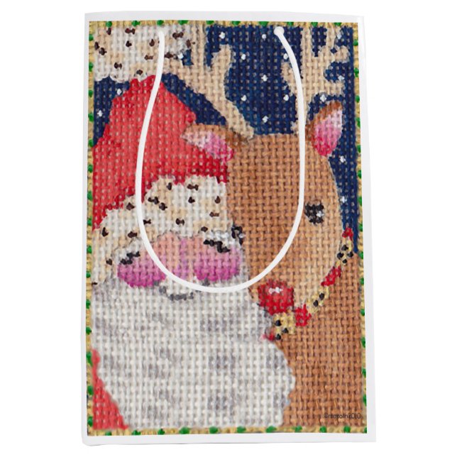 Para Presentes Média Papais noeis e sacola Rudolf Gift (Frente)
