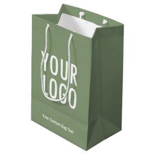 Para Presentes Média Sage Green Sacola de Presente 10 polegadas Logotip