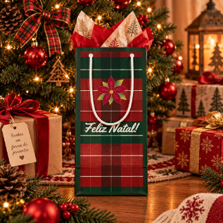 Para Presentes Pequena Sacola de Presente de Natal Xadrez Clássico