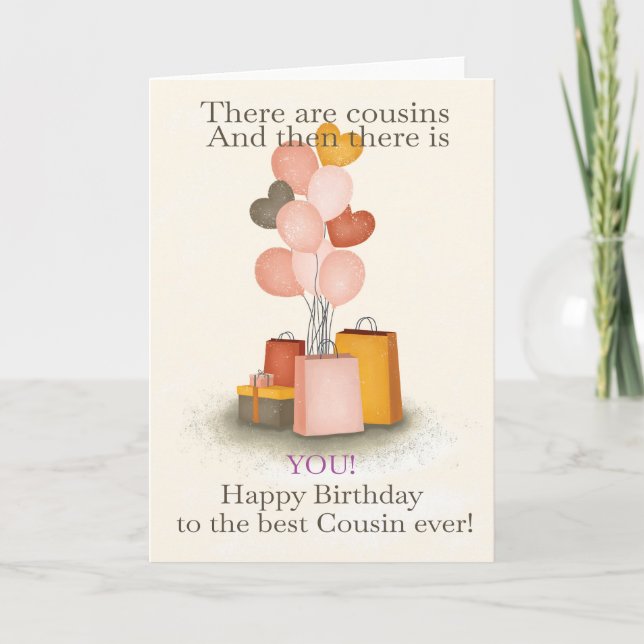 Para primo presente e balões Cartão de aniversário (Frente)