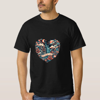 Para sempre em amor à camiseta romântica