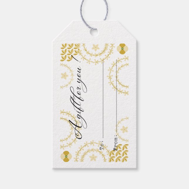 para si etiqueta de presente branca e dourada (Frente)